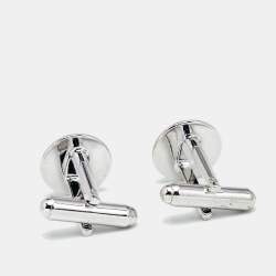  Carolina Herrera CH Enamel Silver Tone Cufflinks