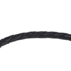 Pre Owned CH Carolina Herrera Black Braided Leather Tube Bracelet