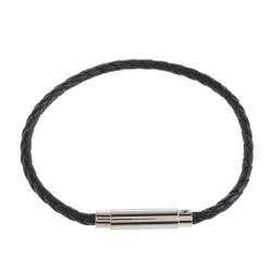 Pre Owned CH Carolina Herrera Black Braided Leather Tube Bracelet