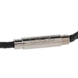 Pre Owned CH Carolina Herrera Black Braided Leather Tube Bracelet
