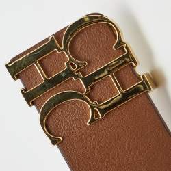Pre Owned CH Carolina Herrera Brown Leather CH Belt 100CM