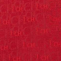 Pre Owned CH Carolina Herrera Red Logo Silk Jacquard Tie