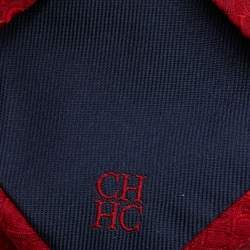 Pre Owned CH Carolina Herrera Red Logo Silk Jacquard Tie