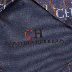 CH Carolina Herrera Navy Blue Logo Monogram Silk Tie