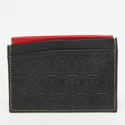 CH Carolina Herrera Black/Red Embossed Leather Card Holder