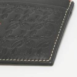 CH Carolina Herrera Black/Red Embossed Leather Card Holder