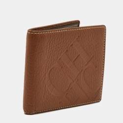 CH Carolina Herrera Brown Monogram Embossed Leather Bifold Wallet
