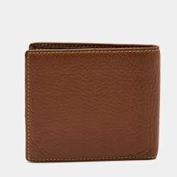 CH Carolina Herrera Brown Monogram Embossed Leather Bifold Wallet