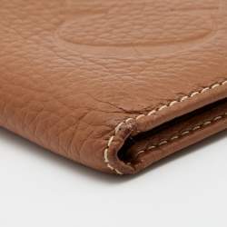 CH Carolina Herrera Brown Monogram Embossed Leather Bifold Wallet