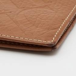 CH Carolina Herrera Brown Monogram Embossed Leather Bifold Wallet
