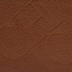 CH Carolina Herrera Brown Monogram Embossed Leather Bifold Wallet