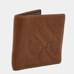 CH Carolina Herrera Brown Monogram Embossed Leather Bifold Wallet