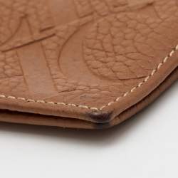 CH Carolina Herrera Brown Monogram Embossed Leather Bifold Wallet