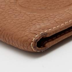 CH Carolina Herrera Brown Monogram Embossed Leather Bifold Wallet