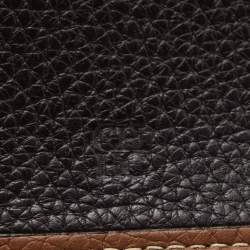 CH Carolina Herrera Brown Monogram Embossed Leather Bifold Wallet