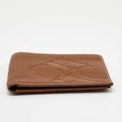 CH Carolina Herrera Brown Monogram Embossed Leather Bifold Wallet
