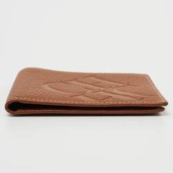 CH Carolina Herrera Brown Monogram Embossed Leather Bifold Wallet