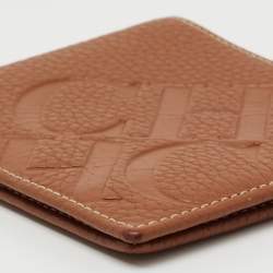 CH Carolina Herrera Brown Monogram Embossed Leather Bifold Wallet