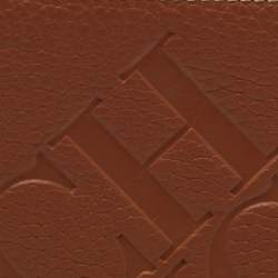 CH Carolina Herrera Brown Monogram Embossed Leather Bifold Wallet