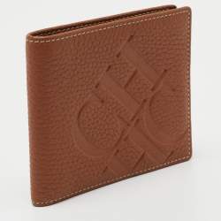 CH Carolina Herrera Brown Monogram Embossed Leather Bifold Wallet