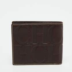 CH Carolina Herrera Dark Brown Leather Bifold Compact Wallet