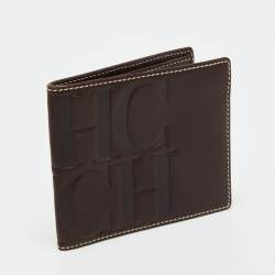 CH Carolina Herrera Dark Brown Leather Bifold Compact Wallet