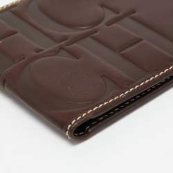 CH Carolina Herrera Dark Brown Leather Bifold Compact Wallet