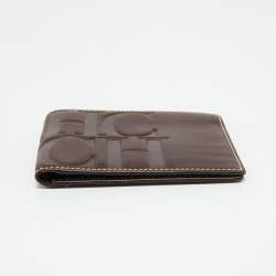 CH Carolina Herrera Dark Brown Leather Bifold Compact Wallet