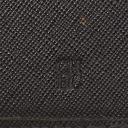 CH Carolina Herrera Black Leather Perforated Logo Bifold Wallet