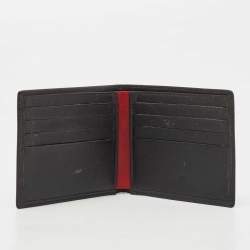 CH Carolina Herrera Black Leather Perforated Logo Bifold Wallet