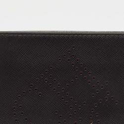 CH Carolina Herrera Black Leather Perforated Logo Bifold Wallet