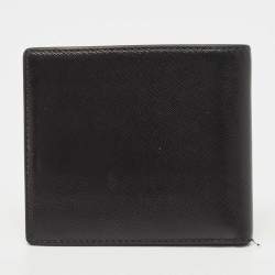 CH Carolina Herrera Black Leather Perforated Logo Bifold Wallet