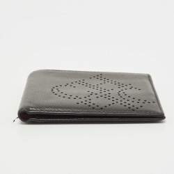 CH Carolina Herrera Black Leather Perforated Logo Bifold Wallet