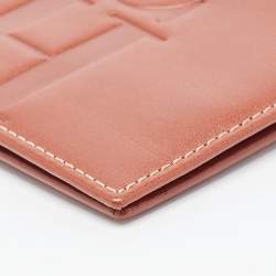 CH Carolina Herrera Tan Monogram Embossed Leather Bifold Wallet