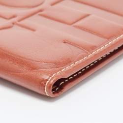 CH Carolina Herrera Tan Monogram Embossed Leather Bifold Wallet