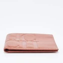 CH Carolina Herrera Tan Monogram Embossed Leather Bifold Wallet