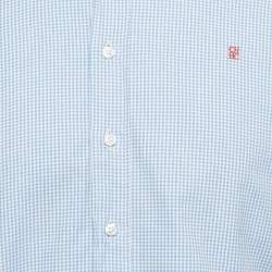 CH Carolina Herrera Blue Houndstooth Cotton Shirt S