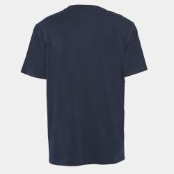 Pre Owned CH Carolina Herrera Navy Blue Logo Applique Jersey T-Shirt L