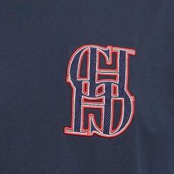 Pre Owned CH Carolina Herrera Navy Blue Logo Applique Jersey T-Shirt L