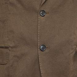 CH Carolina Herrera Brown Cotton and Linen Single Breasted Blazer M
