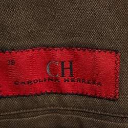 CH Carolina Herrera Brown Cotton and Linen Single Breasted Blazer M