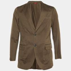 CH Carolina Herrera Brown Cotton and Linen Single Breasted Blazer M