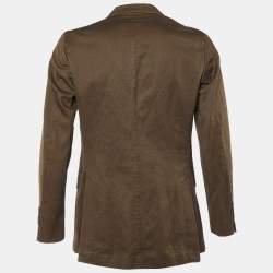 CH Carolina Herrera Brown Cotton and Linen Single Breasted Blazer M