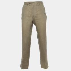 CH Carolina Herrera Brown Linen Regular Fit Trousers M