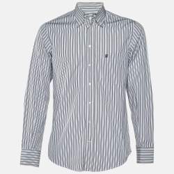 CH Carolina Herrera Multicolor Stripe Logo Embroidered Cotton Shirt M