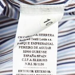 CH Carolina Herrera Multicolor Stripe Logo Embroidered Cotton Shirt M