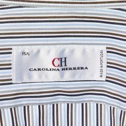 CH Carolina Herrera Multicolor Stripe Logo Embroidered Cotton Shirt M