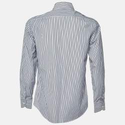 CH Carolina Herrera Multicolor Stripe Logo Embroidered Cotton Shirt M
