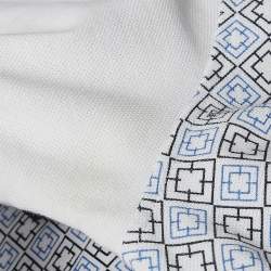 CH Carolina Herrera White/Blue Printed Cotton Polo T-Shirt S