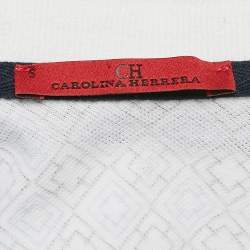 CH Carolina Herrera White/Blue Printed Cotton Polo T-Shirt S